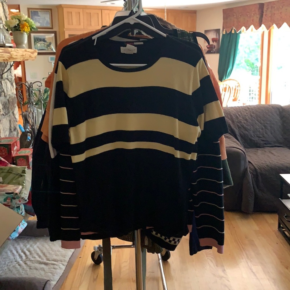 Black and cream striped long sleave